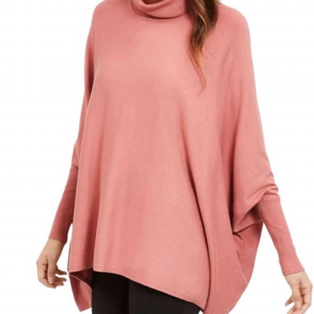 ALFANI LUX Turtle neck Batwing Coral Pink soft Sweater Retail $89 Sz L